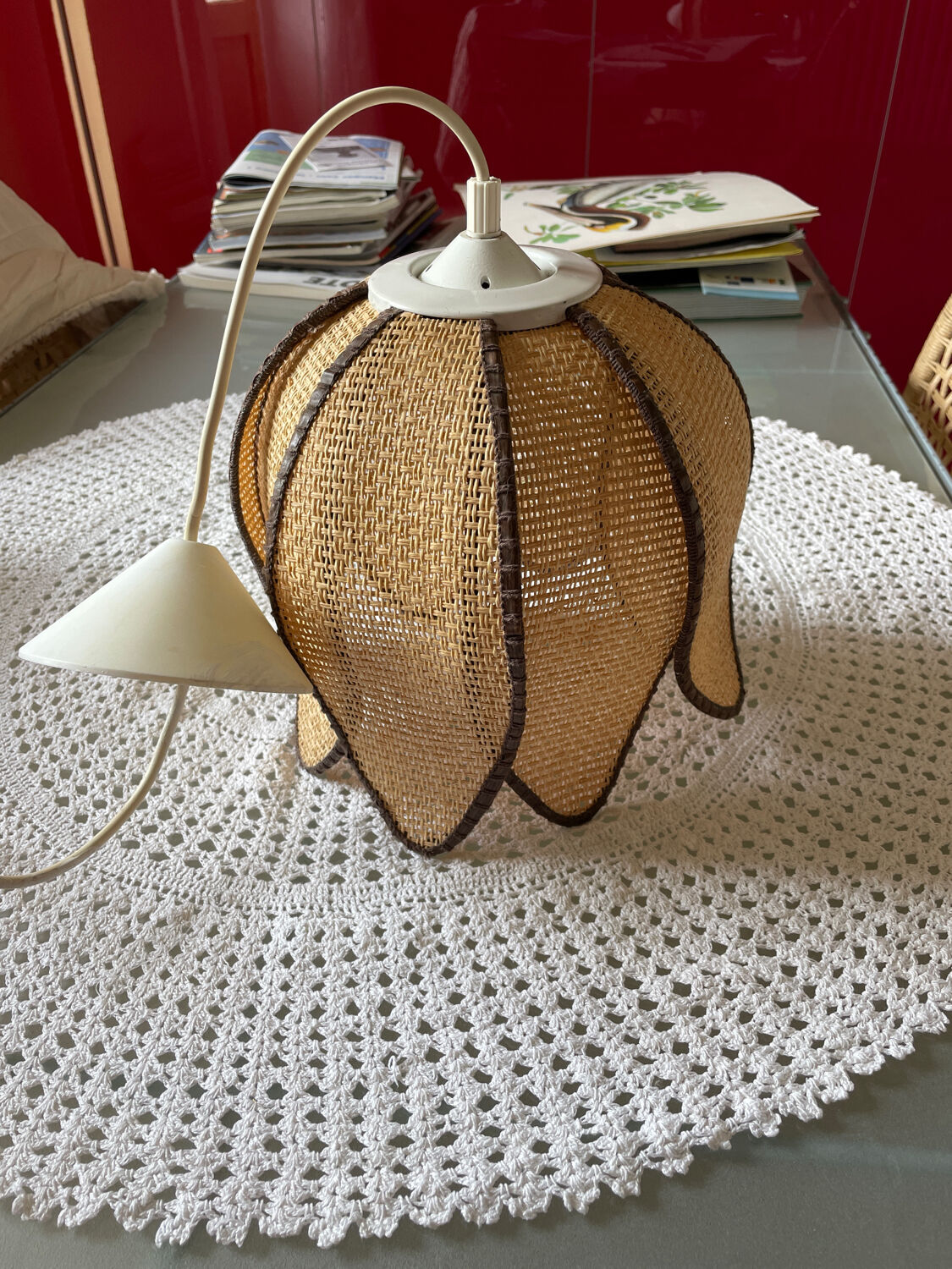Natural fiber chandelier year 70s