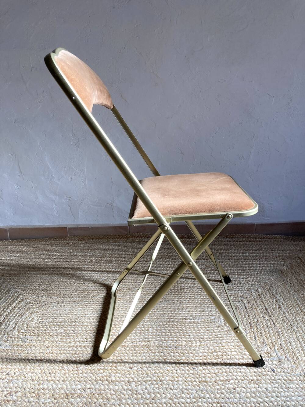 Folding Opera chair in gold-tone metal, 1970s