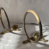 Wall-mounted towel rings in brass and bronze gilded vintage swan, 1960, France