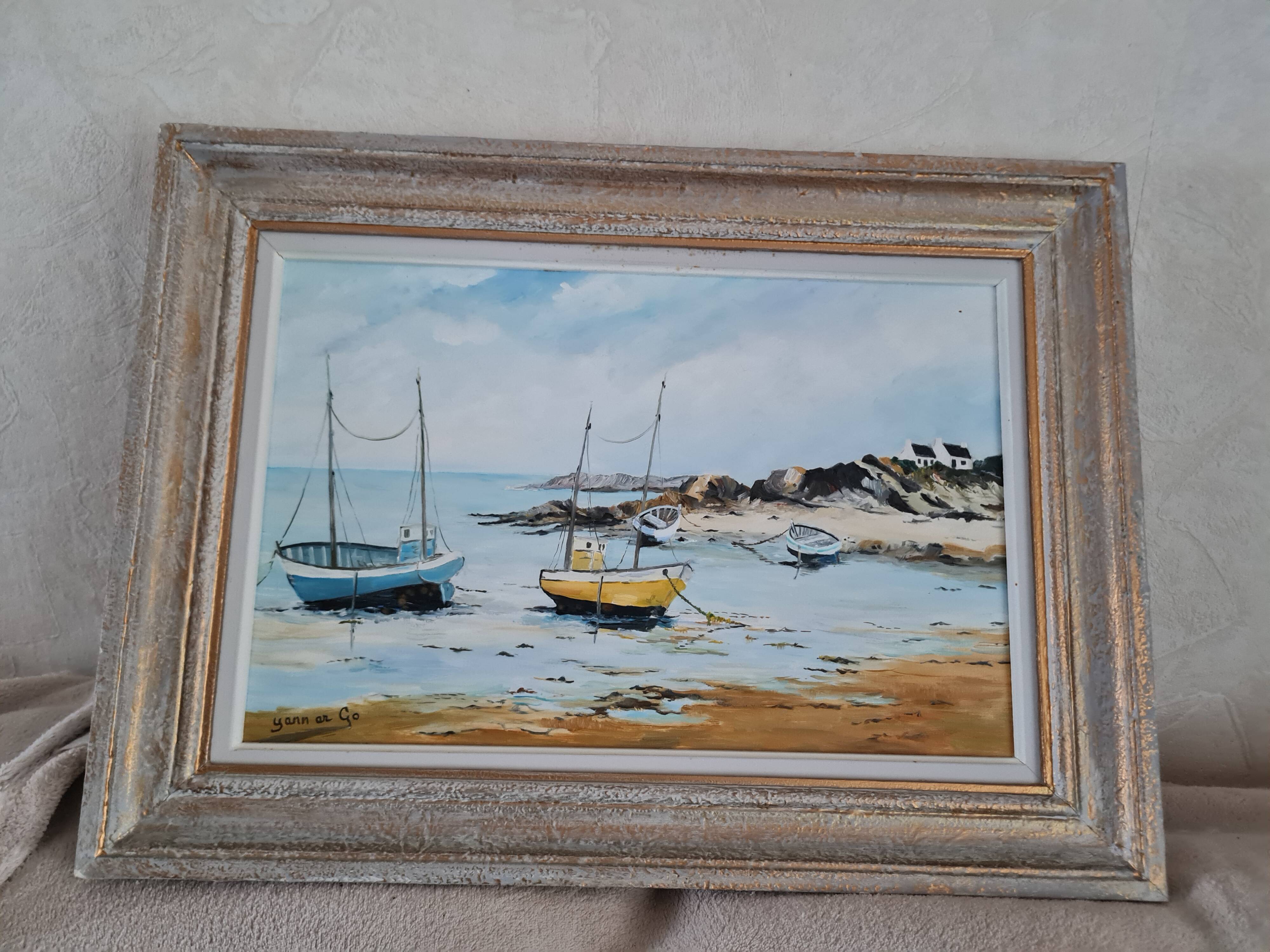 Oil painting on canvas Breton seaside landscape