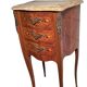 Louis XV style curved bedside table in marquetry