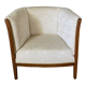 Armchair art deco 1930 marquetry fabric white cream foliage decoration