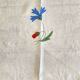 Antique hand-embroidered and braided tablecloth "poppies & cornflowers" - Linen - 107x107 cm