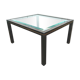 Table basse verre biseauté et métal noir et doré