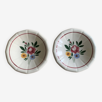 Pair of old Sarreguemines earthenware hollow dishes