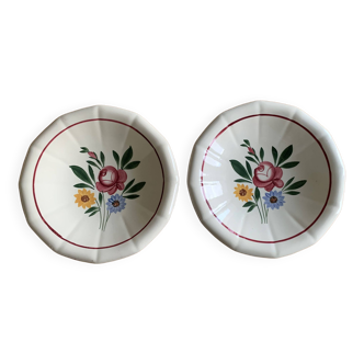 Pair of old Sarreguemines earthenware hollow dishes