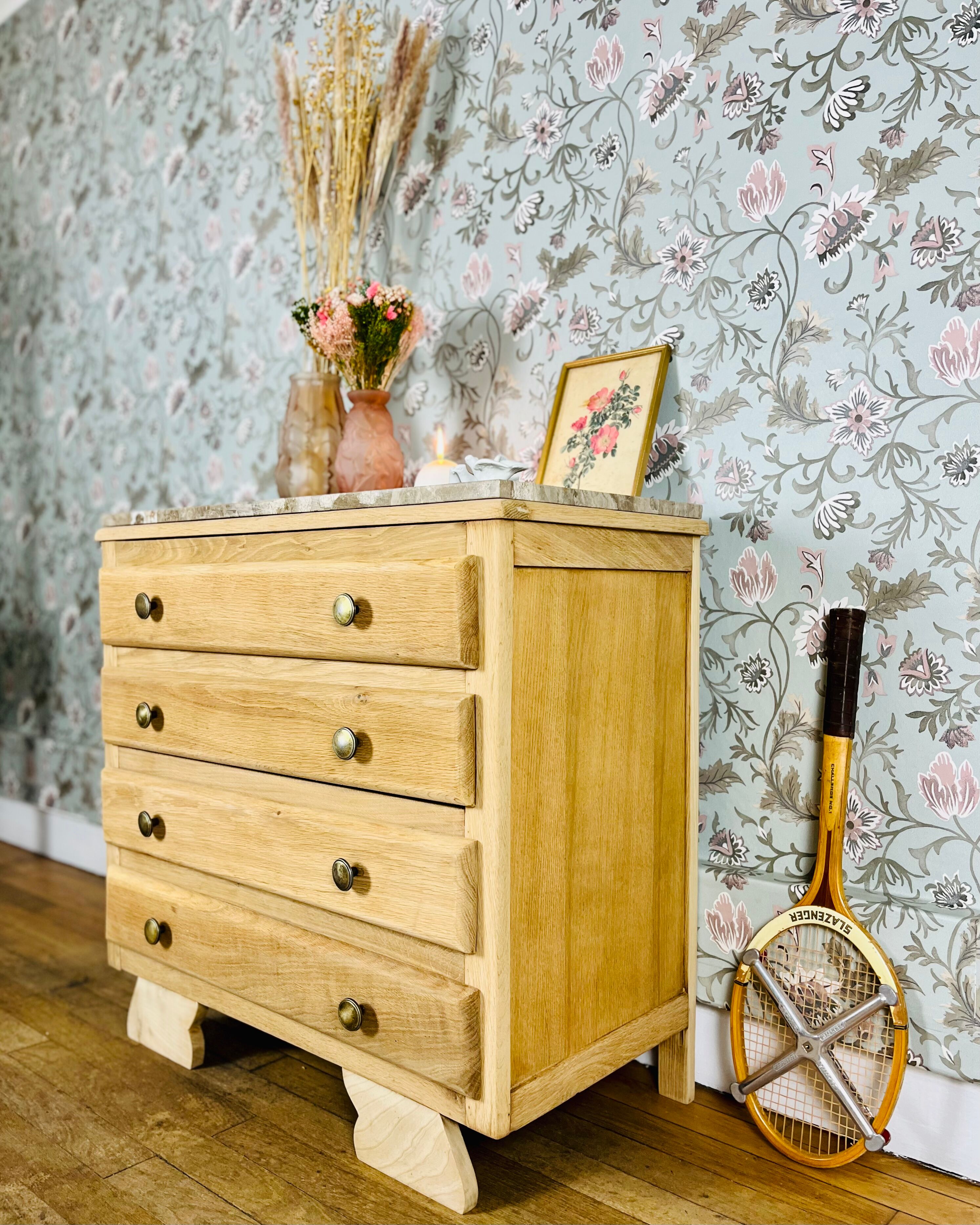 Art Deco chest of drawers with marble top