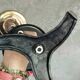 Vintage push-button ashtray from the 70s – Black and brass – With shelf