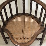 Pair of Edwardian Bobbin Armchairs with Cane Seat Early 20th Century