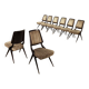 Lot de huit chaises vintage avec embouts en laiton