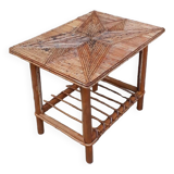 Side table, vintage 50s rattan coffee table