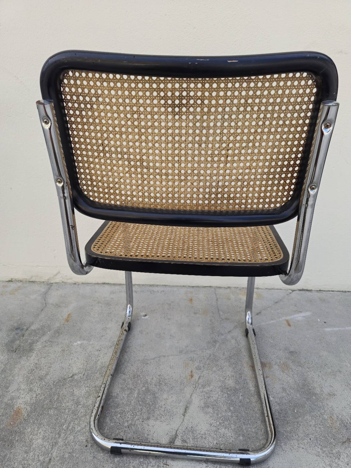 Marcel Breuer B32 chair in black cane signed Made in Italy