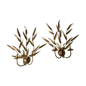 Pair of vintage gold wall sconces