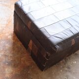 Banc coffre en patchwork de cuir vintage