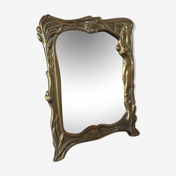 Mirror to pose Art Nouveau in bronze