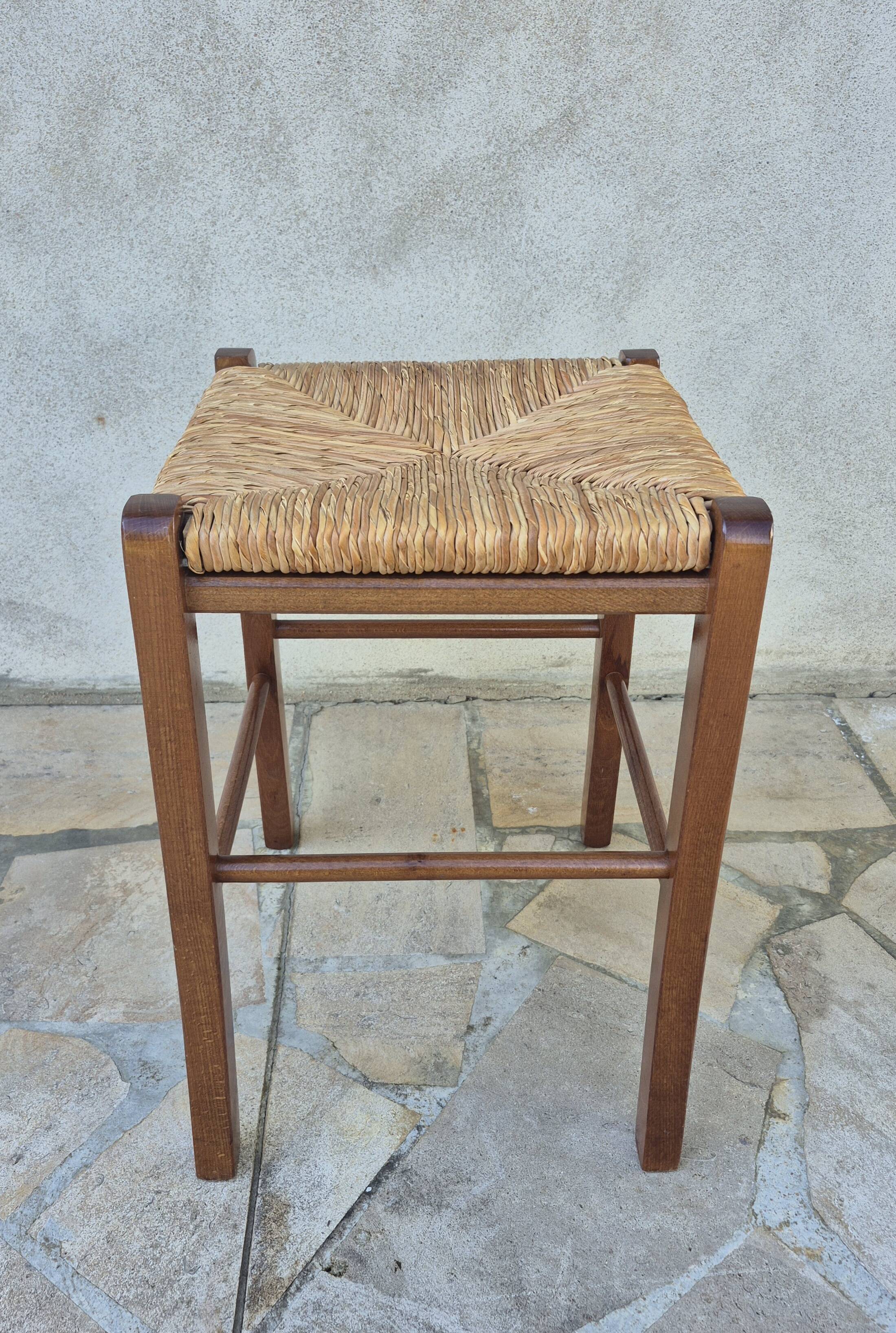 Tabouret paillé Français vintage