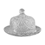 Chiseled glass bell and cheese or cake tray