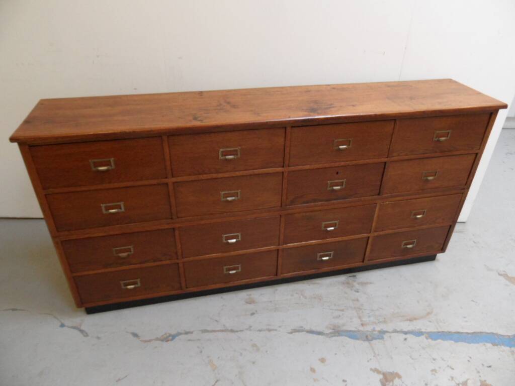 Vintage oak  shop filing cabinet with drawers
