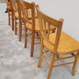 Series of 4 chairs of bistrot restaurant old 1950