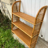 Vintage rattan wall shelf