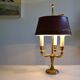 Lampe bouillotte 3 feux bronze et abat jour tôle bordeaux
