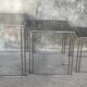 Suite of 3 space-age nesting tables stainless steel and glass - design 1970