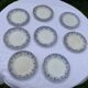 8 petites assiettes en faience terre de fer creil et montereau modele moscou, decor bleu anciennes