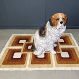Life sized Vintage glazed terracotta St bernard dog sculpture, 1960s