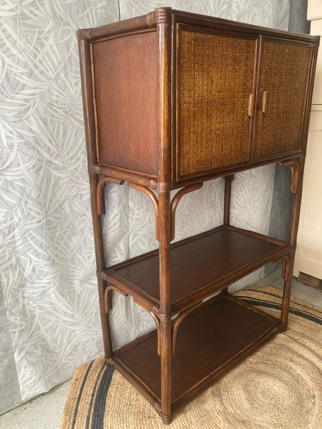Rattan bookcase shelf
