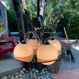 Italian chandelier in opaline and plexiglass 70's