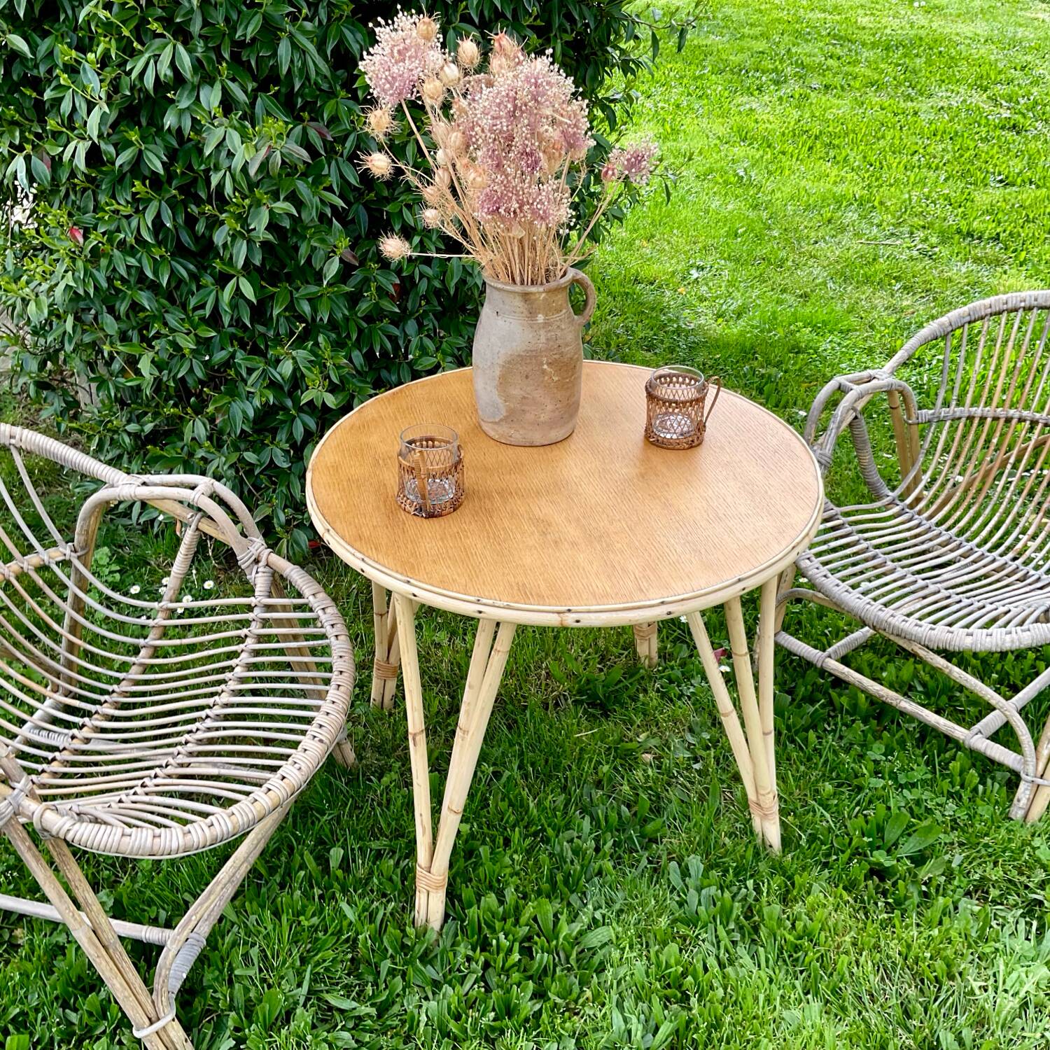 Vintage rattan table