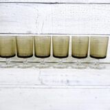 6 anciens verres à digestif luminarc fumé h7 cm