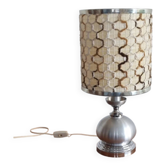 Large vintage brushed aluminum and wool lamp