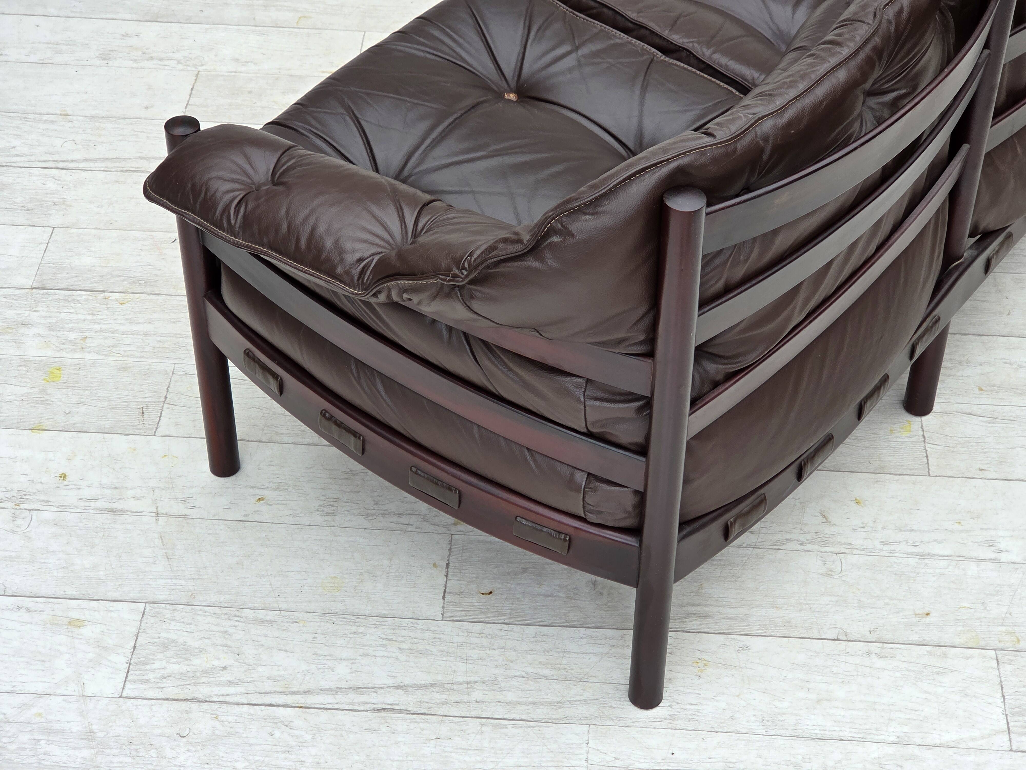 1970s, Scandinavian 3-seater sofa by Arne Norell, furniture leather.