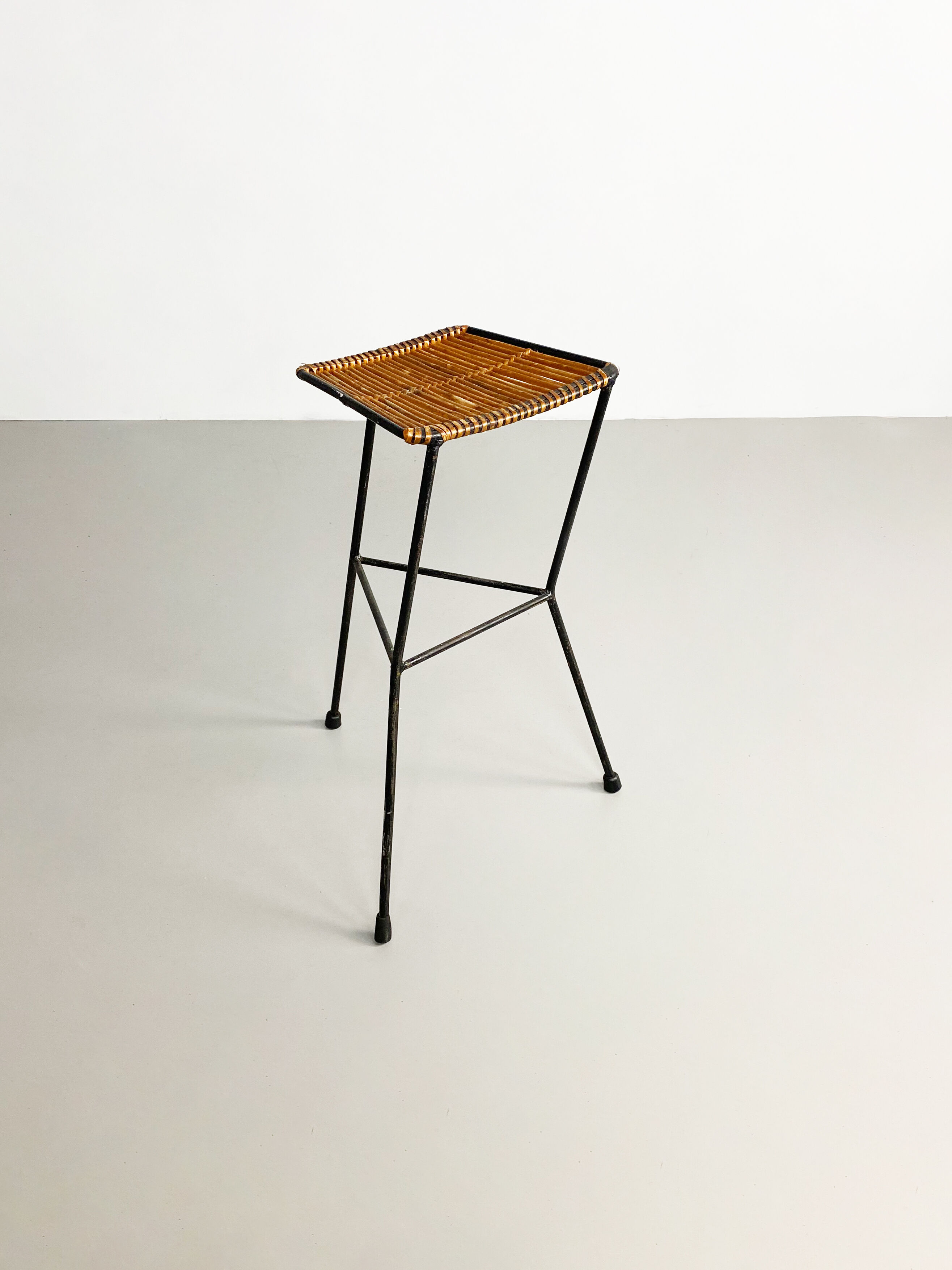 Rattan and Iron Bar Stool by Dennis Lennon, England, c.1950