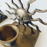 Pair of sun candle holders