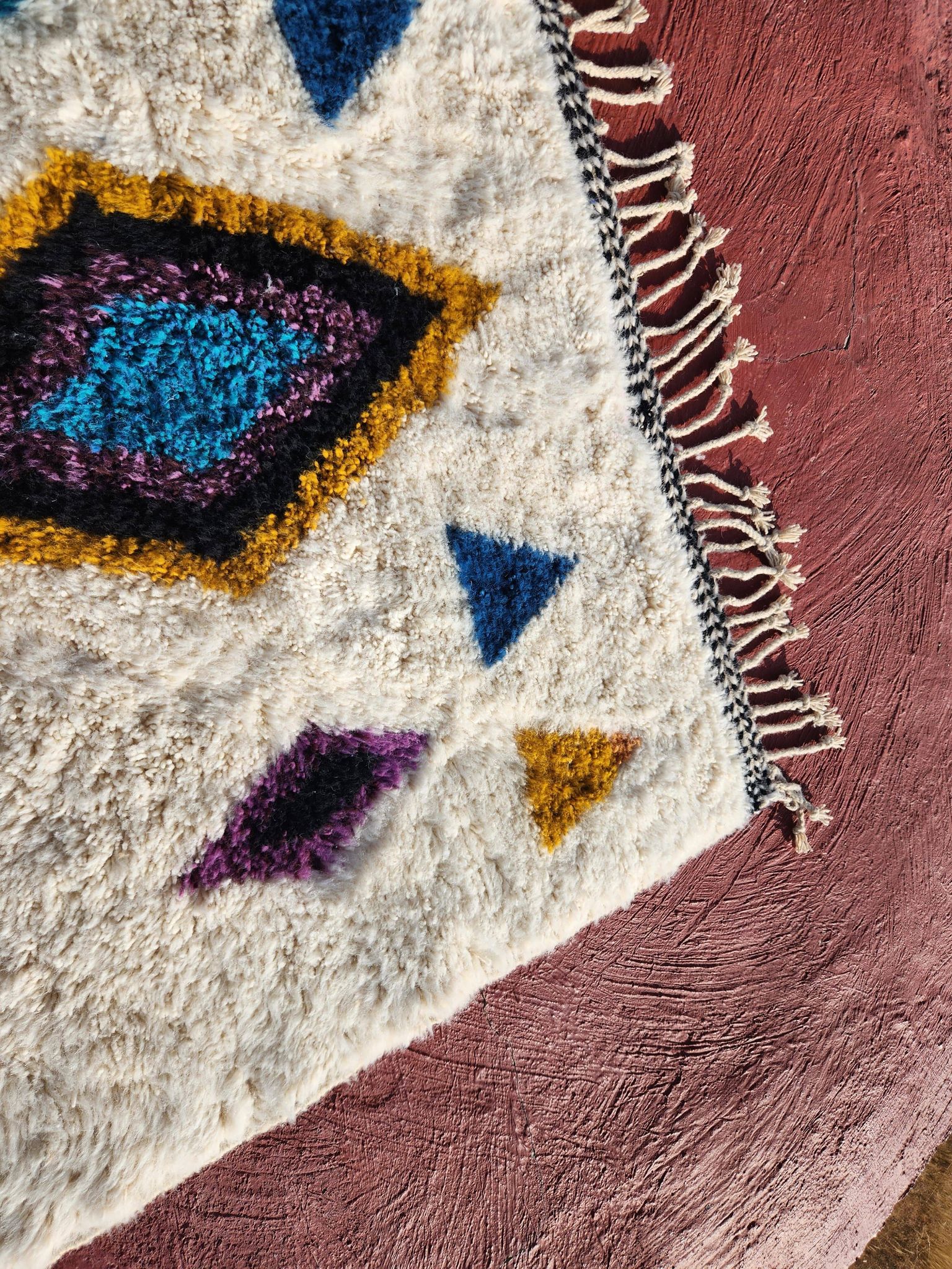 Beni Ouarain rug 250x150 cm in natural wool – Moroccan Berber rug