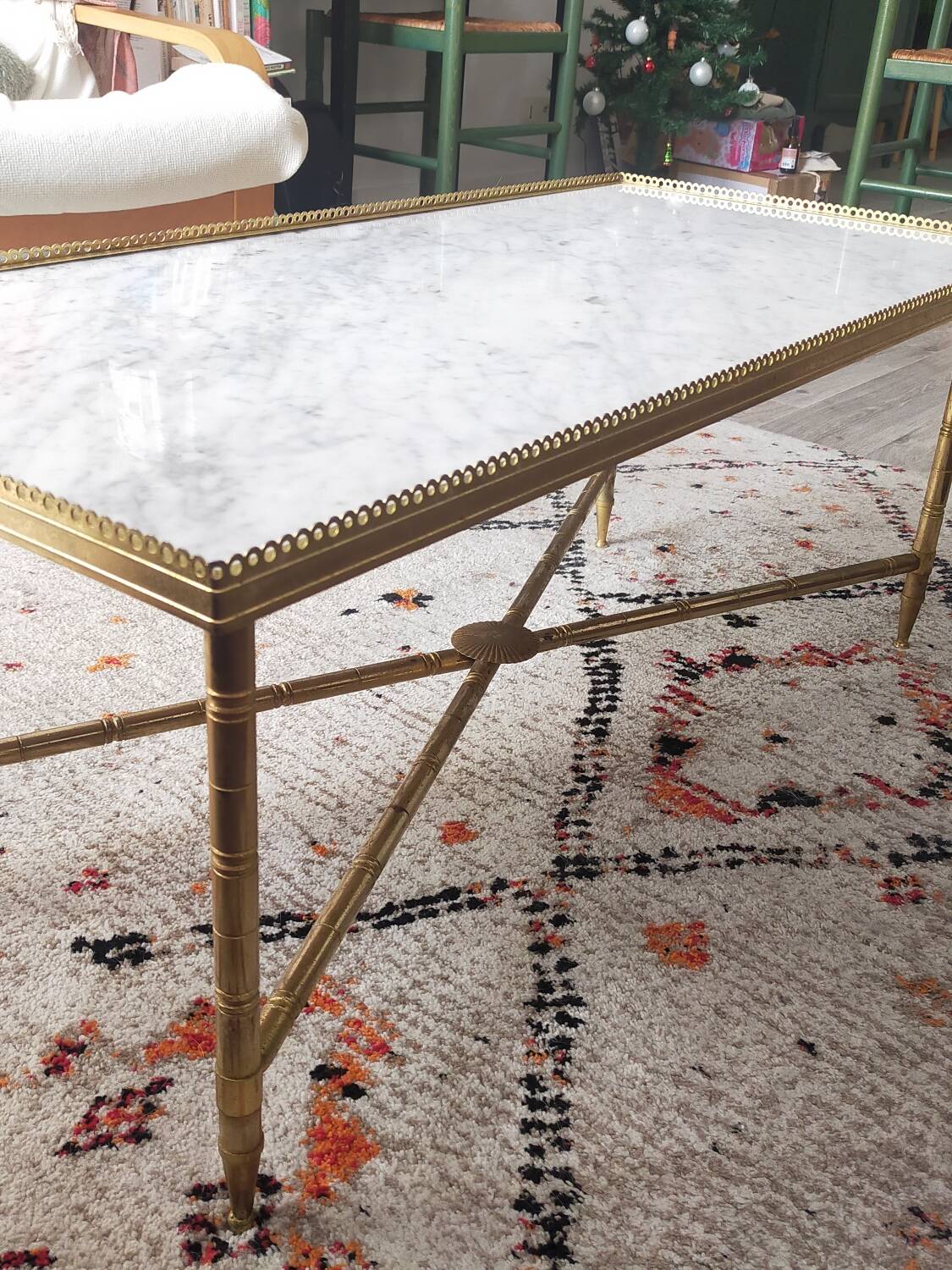 Marble and brass coffee table, French work 1971