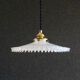 Suspension in white opaline crenellated edges with new cable and new brass socket