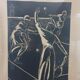 Linogravure tennis art déco vintage