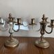 Pair of candlestick 3 branches in tin