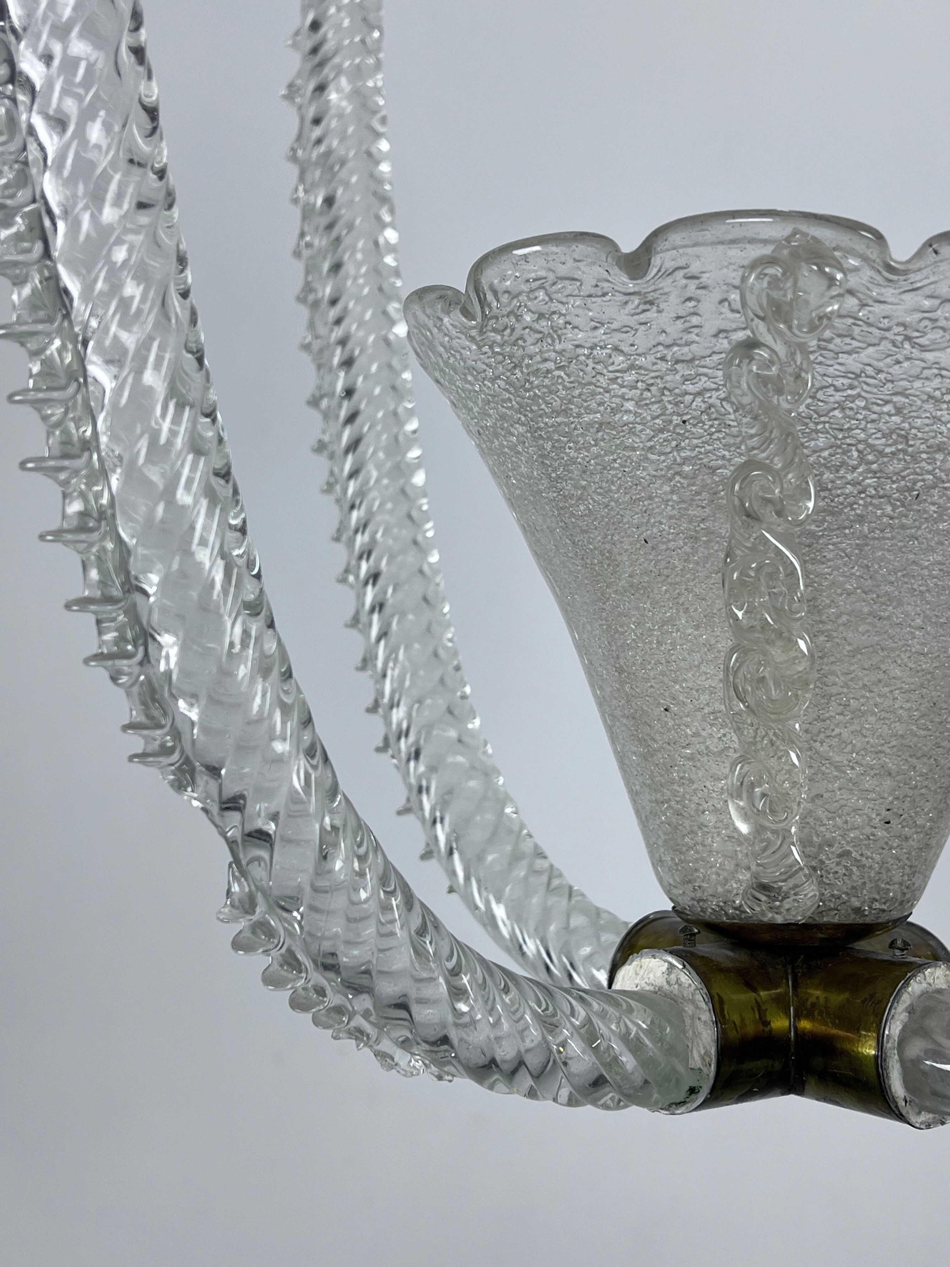 Ercole Barovier Murano glass pendant lamp Italy 1930s