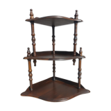 Wall-mounted corner display with 3 mahogany shelves