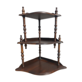 Wall-mounted corner display with 3 mahogany shelves