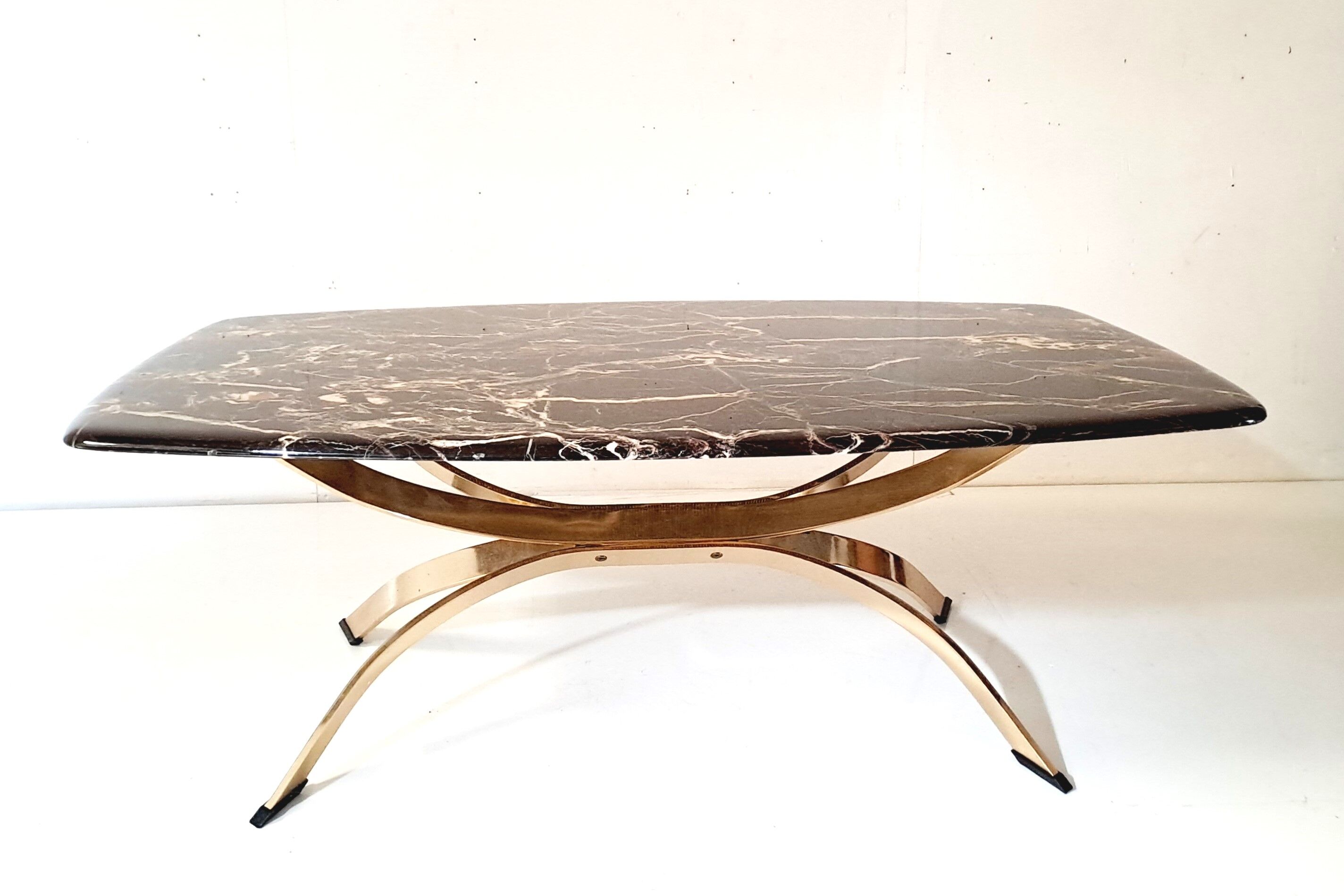Coffee table in marble and bronze,france circa 1970