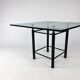 Table à manger postmoderne sur mesure en acier et verre épais, 1980s
