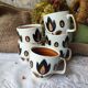 Set of 6 Boch La Louvière cups – Kimono model – Belgian vintage