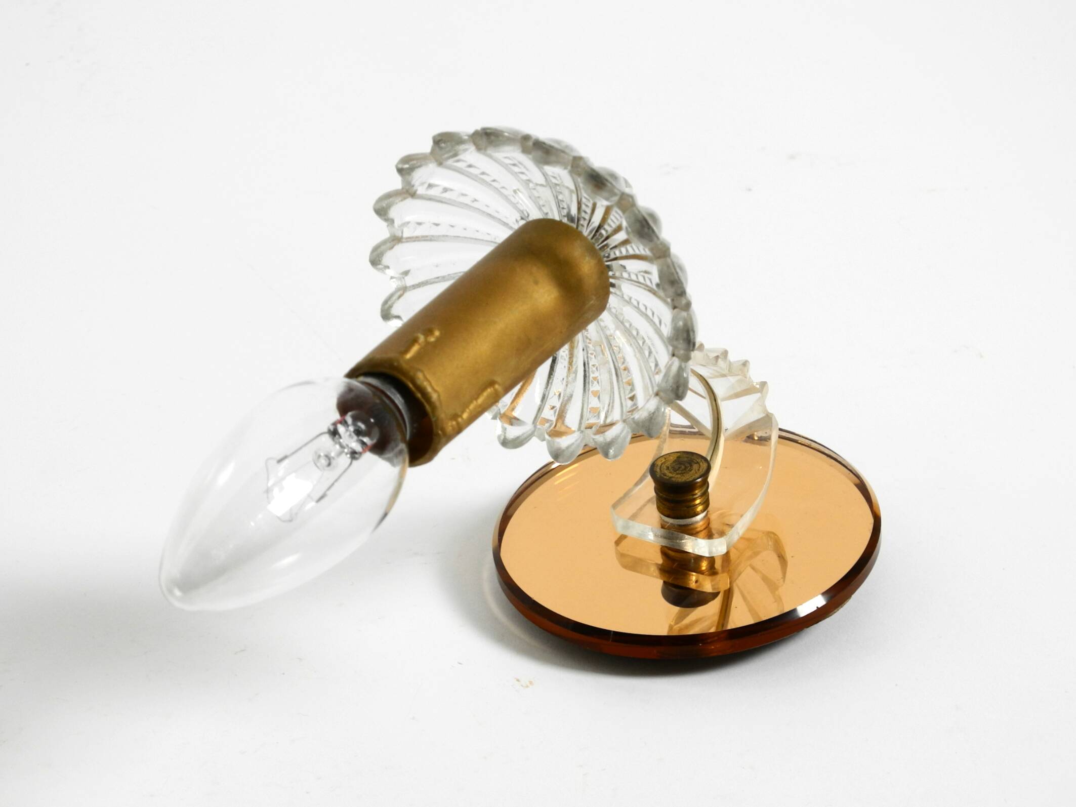 Two original Italian 1960s wall lamps with glass and mirror components