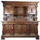19th-century walnut buffet with two bodies.