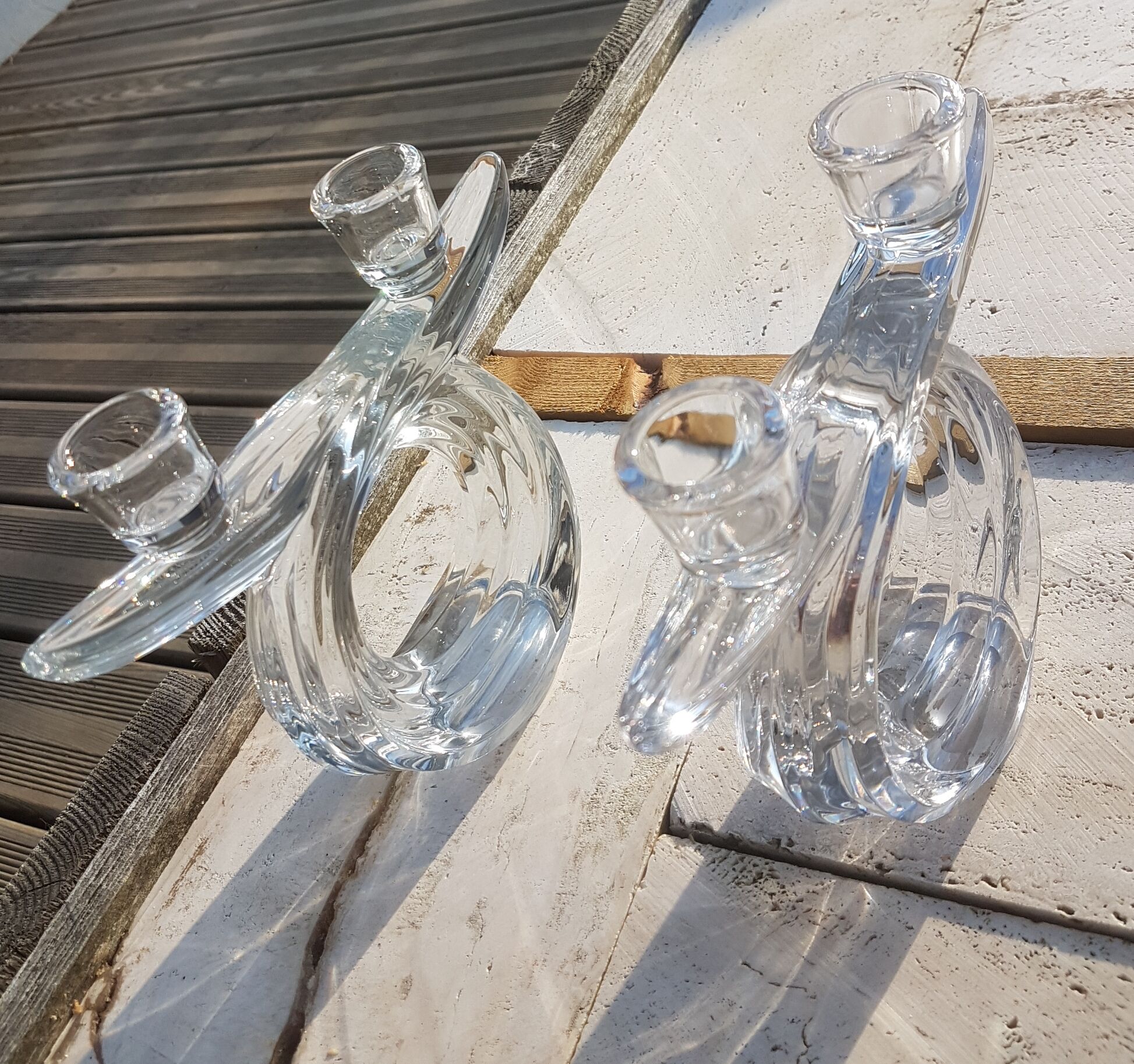 Candlesticks double arms crystal years 50-60